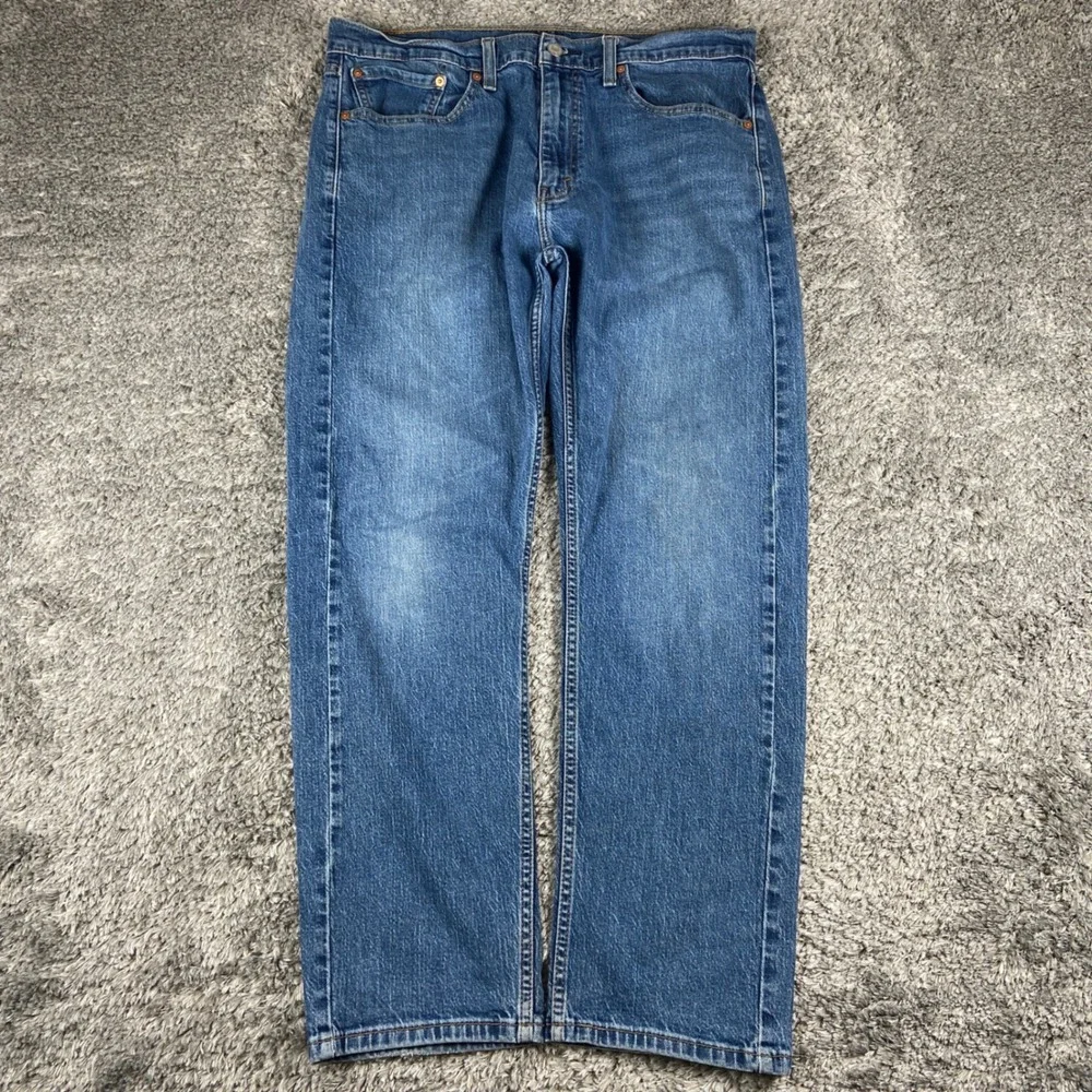 Levis 505 Jeans Mens 36x30 Blue Denim Regular Straight Leg Pant Casual Stretch